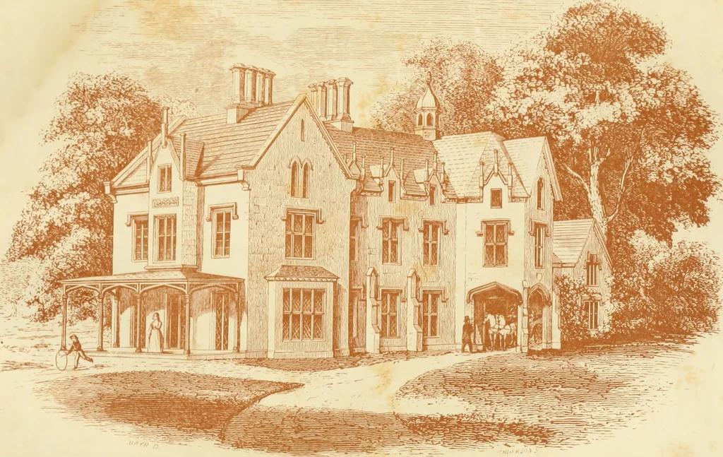 An illustration from The architecture of country houses : including designs for cottages, farm houses, and villas, with remarks on interiors, furniture, and the best modes of warming and ventilating, 1851, leaf 398