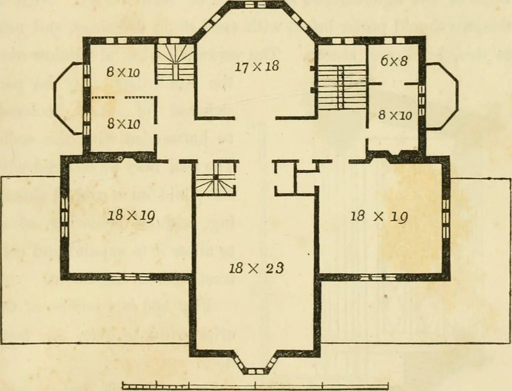 An illustration from The architecture of country houses : including designs for cottages, farm houses, and villas, with remarks on interiors, furniture, and the best modes of warming and ventilating, 1851, leaf 410