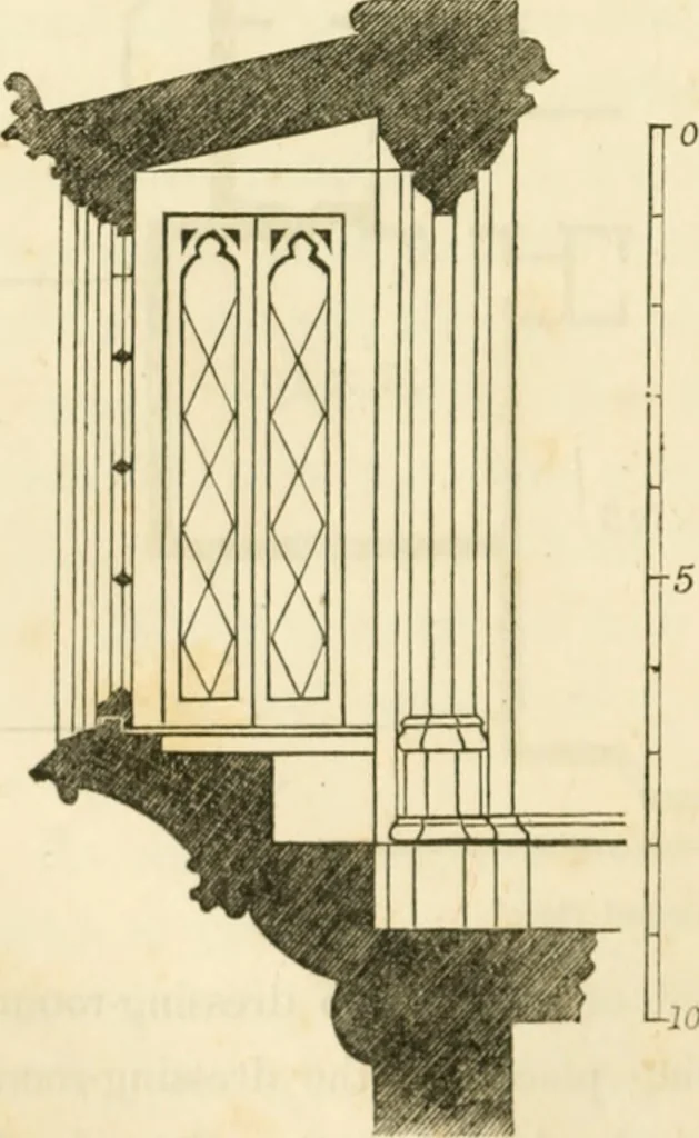 An illustration from The architecture of country houses : including designs for cottages, farm houses, and villas, with remarks on interiors, furniture, and the best modes of warming and ventilating, 1851, leaf 411