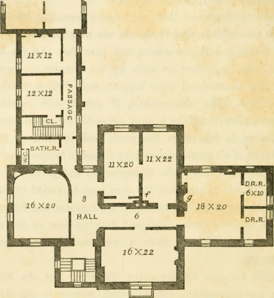 An illustration from The architecture of country houses : including designs for cottages, farm houses, and villas, with remarks on interiors, furniture, and the best modes of warming and ventilating, 1851, leaf 421