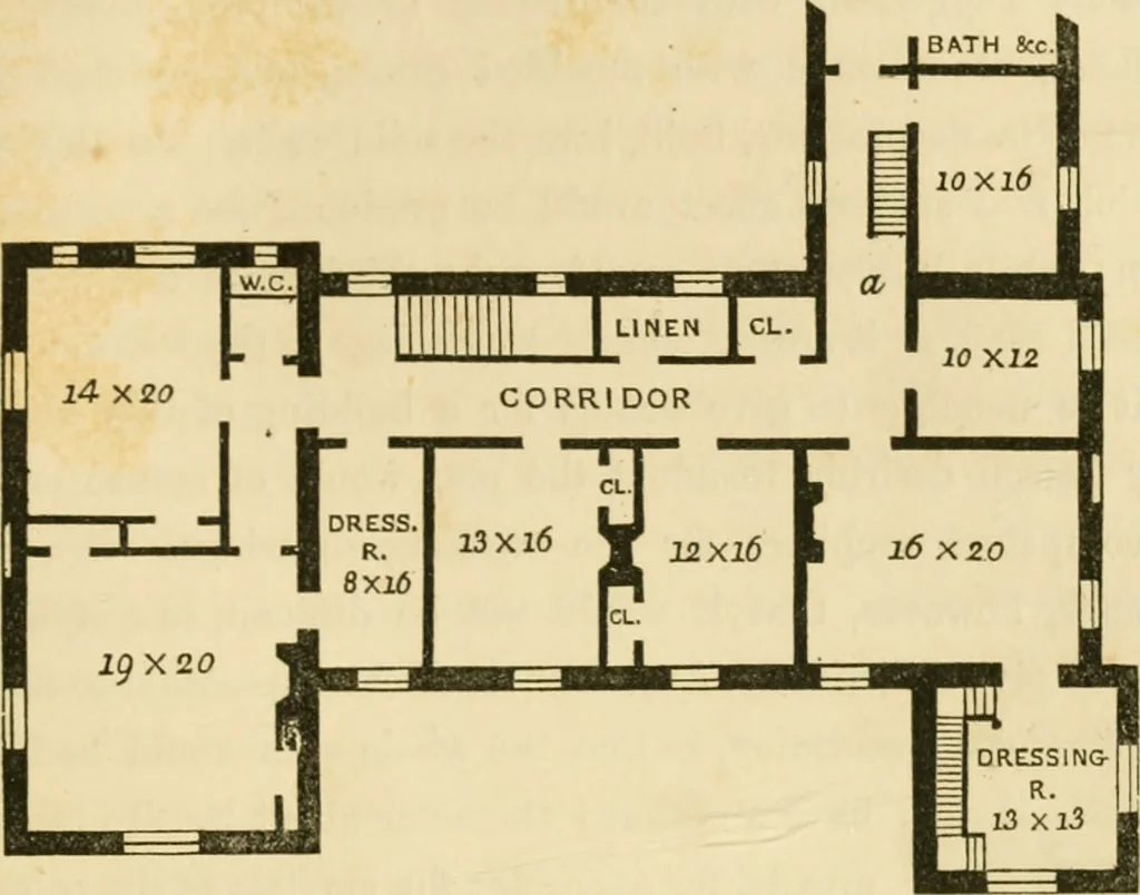 An illustration from The architecture of country houses : including designs for cottages, farm houses, and villas, with remarks on interiors, furniture, and the best modes of warming and ventilating, 1851, leaf 434