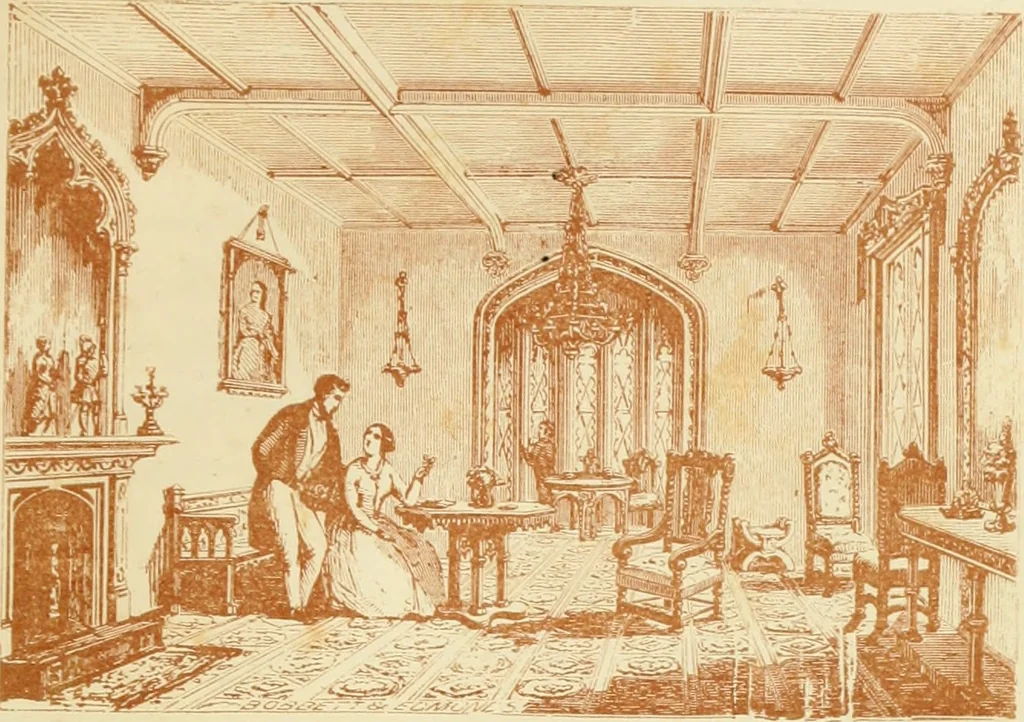 An illustration from The architecture of country houses : including designs for cottages, farm houses, and villas, with remarks on interiors, furniture, and the best modes of warming and ventilating, 1851, leaf 460