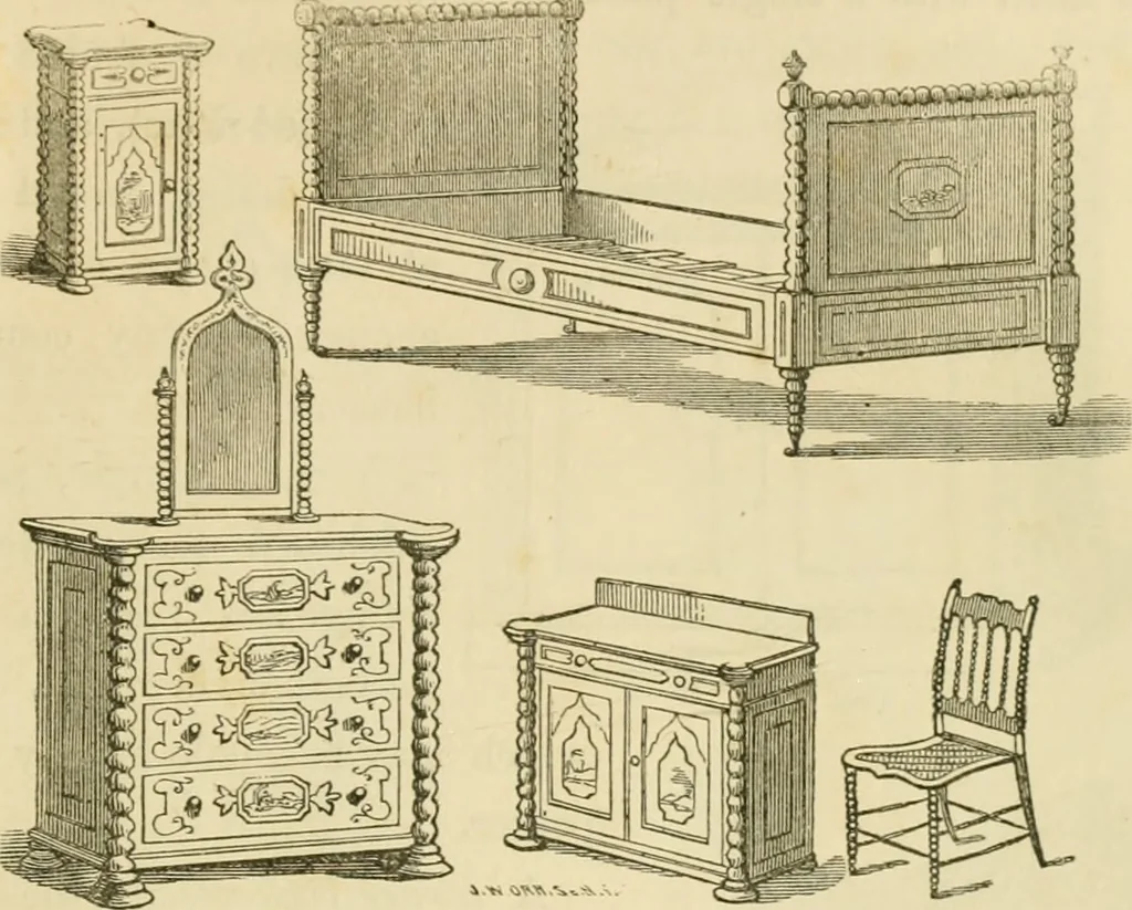 An illustration from The architecture of country houses : including designs for cottages, farm houses, and villas, with remarks on interiors, furniture, and the best modes of warming and ventilating, 1851, leaf 524