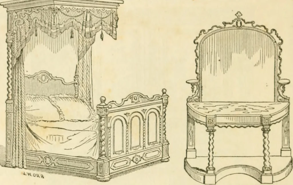 An illustration from The architecture of country houses : including designs for cottages, farm houses, and villas, with remarks on interiors, furniture, and the best modes of warming and ventilating, 1851, leaf 539