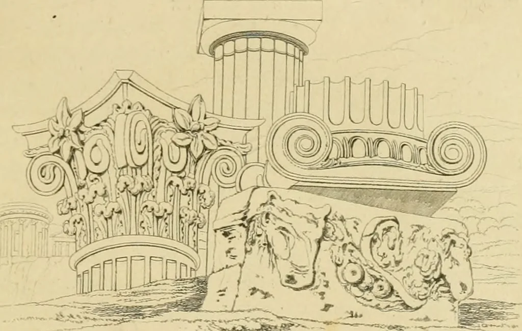An illustration from The architecture of Marcus Vitruvius Pollio : in ten books, 1826, leaf 142