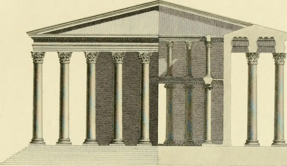 An illustration from The architecture of Marcus Vitruvius Pollio : in ten books, 1826, leaf 420