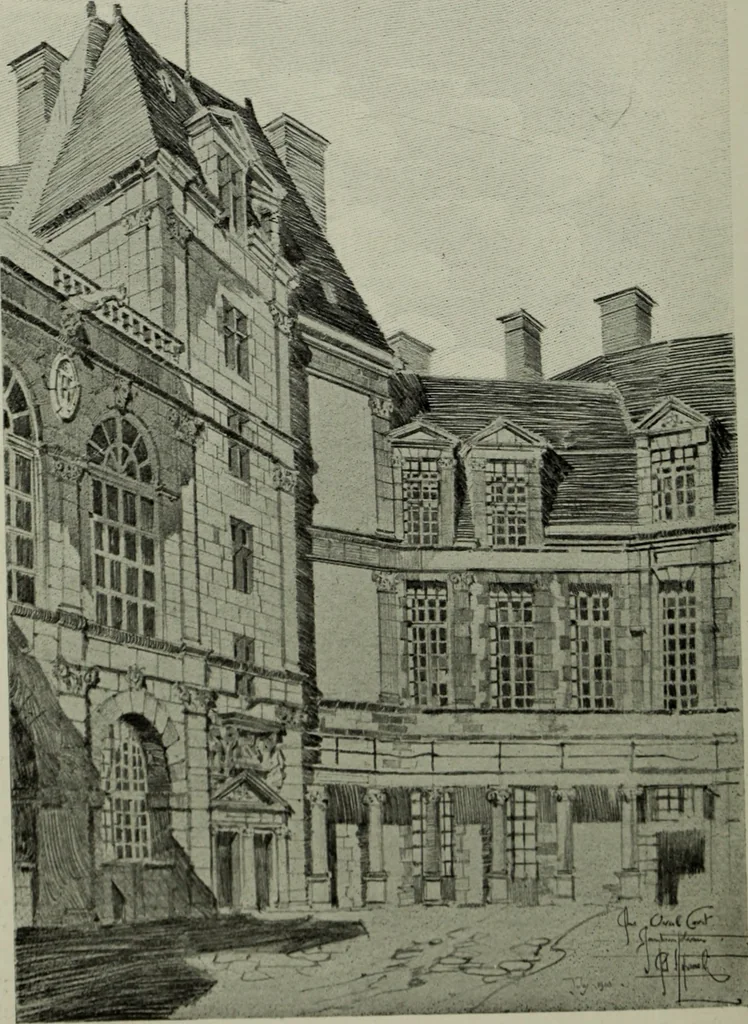 An illustration from The architecture of the Renaissance in France; a history of the evolution of the arts of building, decoration and garden design under classical influence from 1495 to 1830, 1911, leaf 105