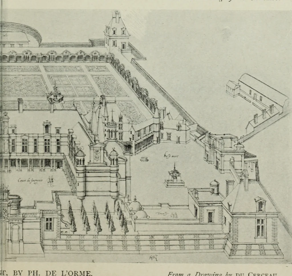 An illustration from The architecture of the Renaissance in France; a history of the evolution of the arts of building, decoration and garden design under classical influence from 1495 to 1830, 1911, leaf 184