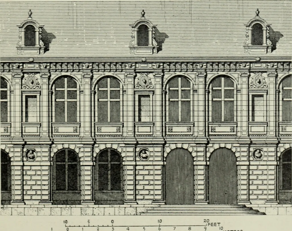 An illustration from The architecture of the Renaissance in France; a history of the evolution of the arts of building, decoration and garden design under classical influence from 1495 to 1830, 1911, leaf 214