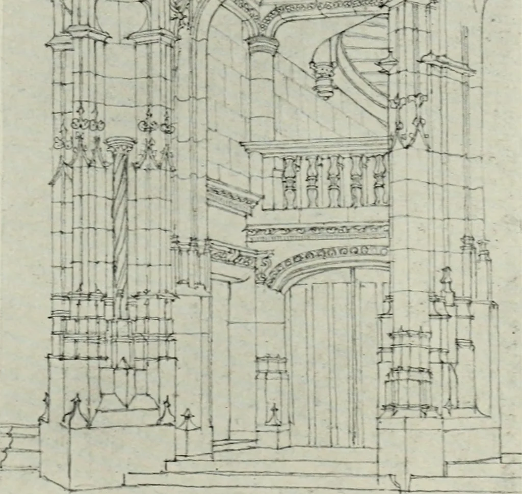 An illustration from The architecture of the Renaissance in France; a history of the evolution of the arts of building, decoration and garden design under classical influence from 1495 to 1830, 1911, leaf 54