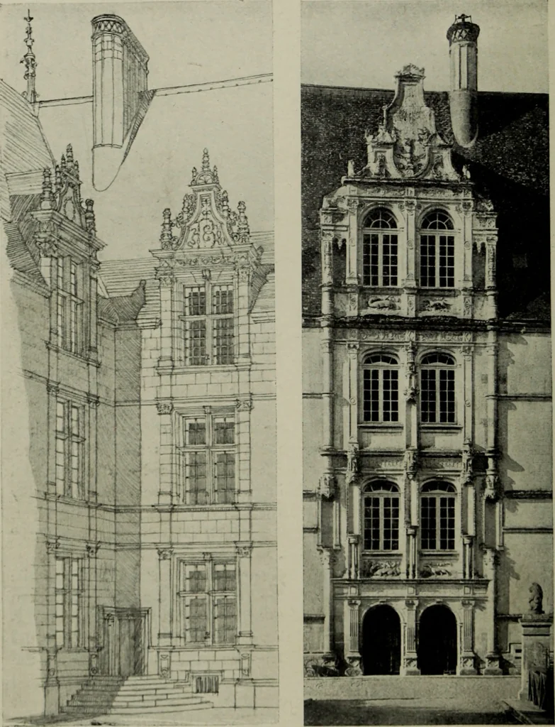 An illustration from The architecture of the Renaissance in France; a history of the evolution of the arts of building, decoration and garden design under classical influence from 1495 to 1830, 1911, leaf 85
