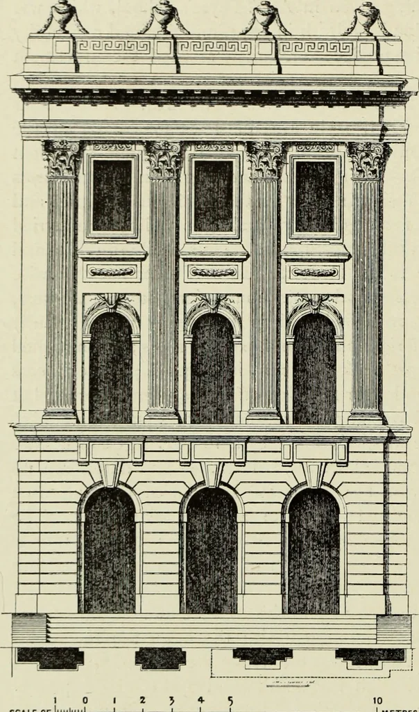 An illustration from The architecture of the Renaissance in France; a history of the evolution of the arts of building, decoration and garden design under classical influence from 1495 to 1830, 1911, leaf 175