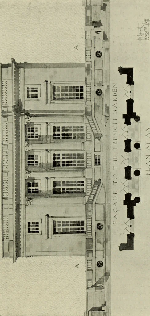 An illustration from The architecture of the Renaissance in France; a history of the evolution of the arts of building, decoration and garden design under classical influence from 1495 to 1830, 1911, leaf 182