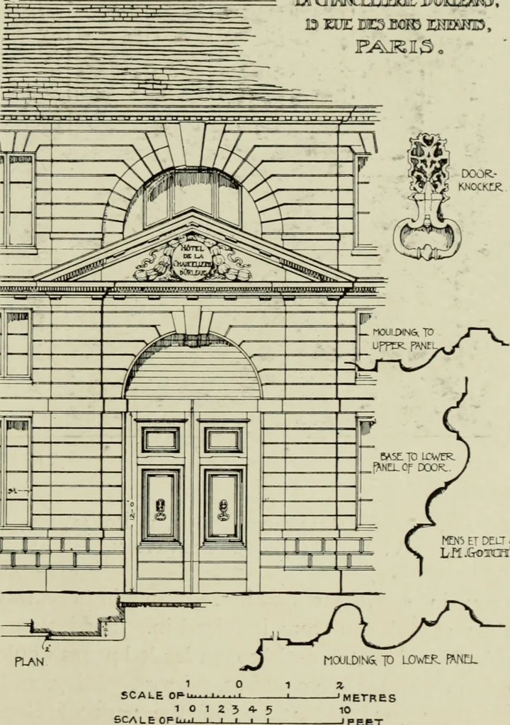 An illustration from The architecture of the Renaissance in France; a history of the evolution of the arts of building, decoration and garden design under classical influence from 1495 to 1830, 1911, leaf 184