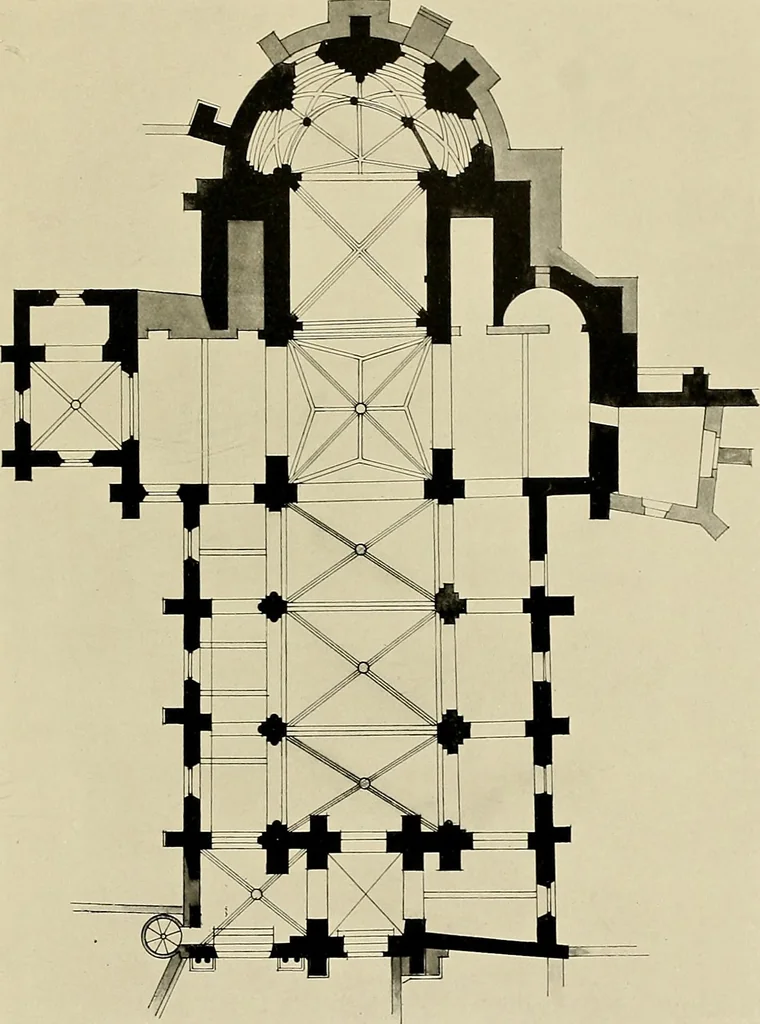 An illustration from Medieval architecture, its origins and development, with lists of monuments and bibliographies, 1909, leaf 100