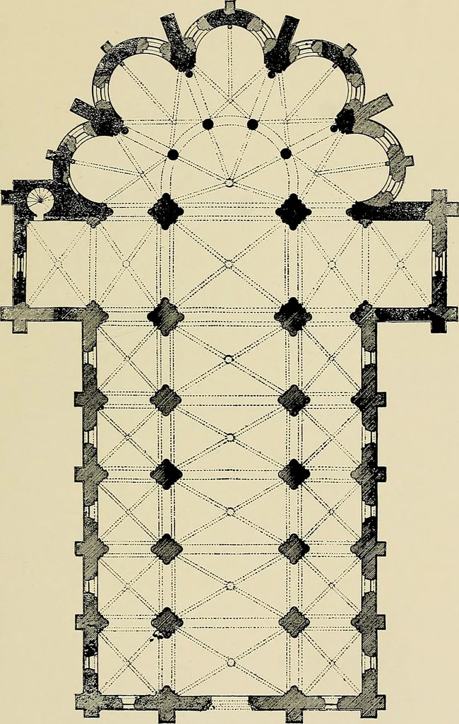 An illustration from Medieval architecture, its origins and development, with lists of monuments and bibliographies, 1909, leaf 104