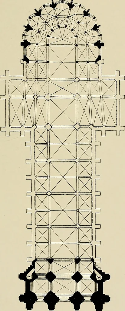 An illustration from Medieval architecture, its origins and development, with lists of monuments and bibliographies, 1909, leaf 110