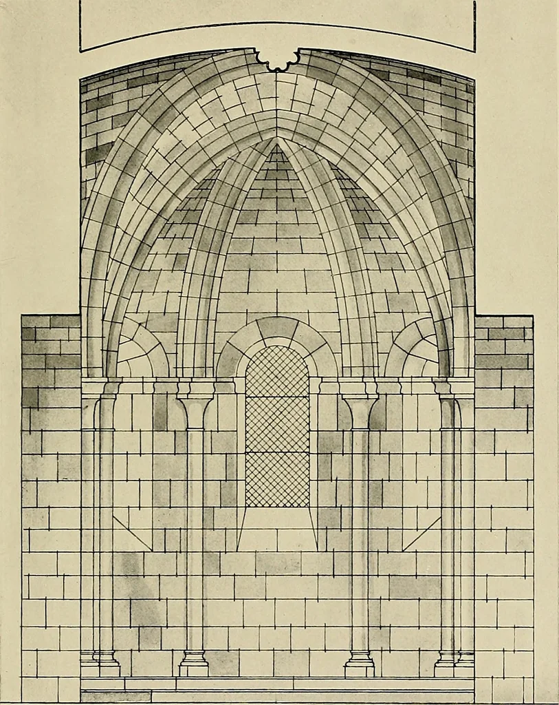 An illustration from Medieval architecture, its origins and development, with lists of monuments and bibliographies, 1909, leaf 118