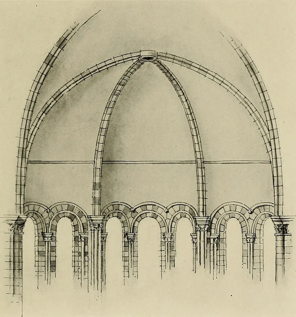 An illustration from Medieval architecture, its origins and development, with lists of monuments and bibliographies, 1909, leaf 120