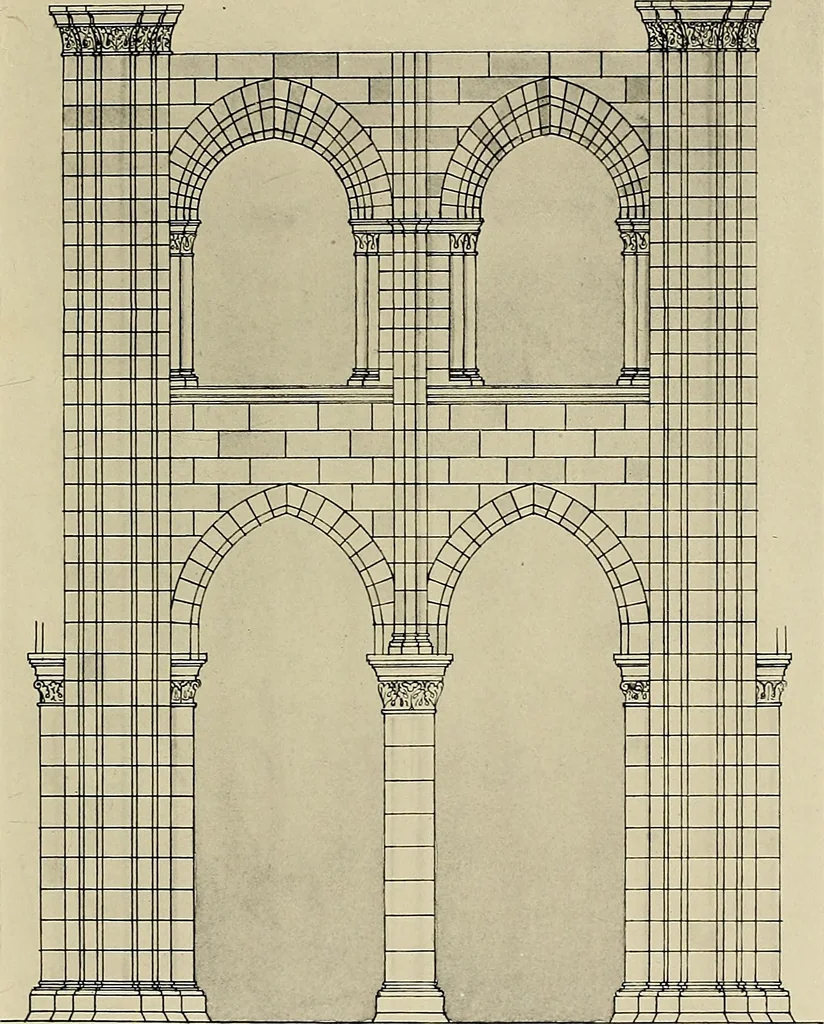 An illustration from Medieval architecture, its origins and development, with lists of monuments and bibliographies, 1909, leaf 146