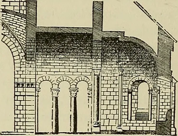 An illustration from Medieval architecture, its origins and development, with lists of monuments and bibliographies, 1909, leaf 23