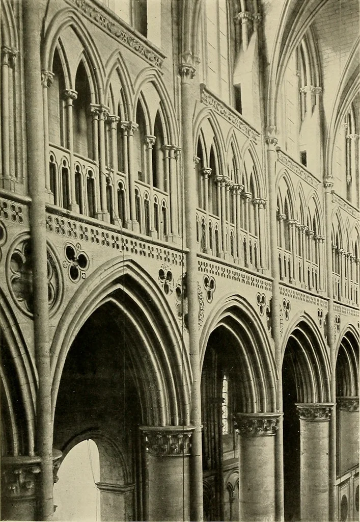 An illustration from Medieval architecture, its origins and development, with lists of monuments and bibliographies, 1909, leaf 418