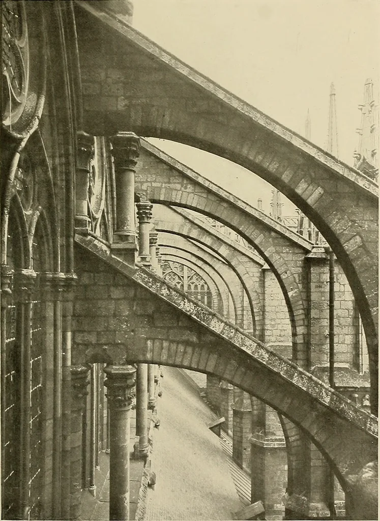 An illustration from Medieval architecture, its origins and development, with lists of monuments and bibliographies, 1909, leaf 428