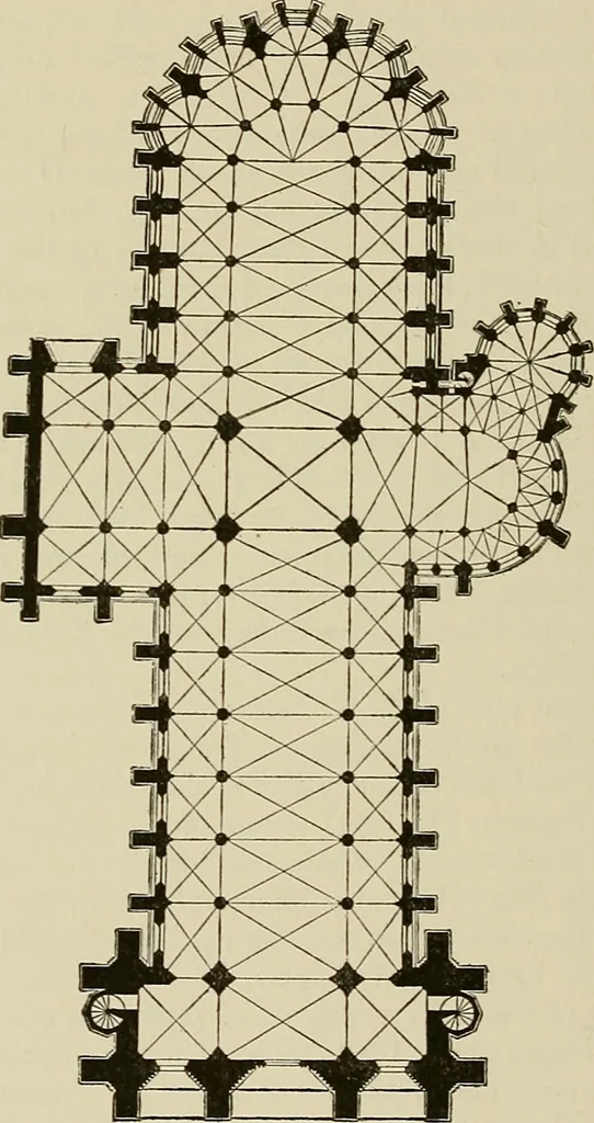 An illustration from Medieval architecture, its origins and development, with lists of monuments and bibliographies, 1909, leaf 447