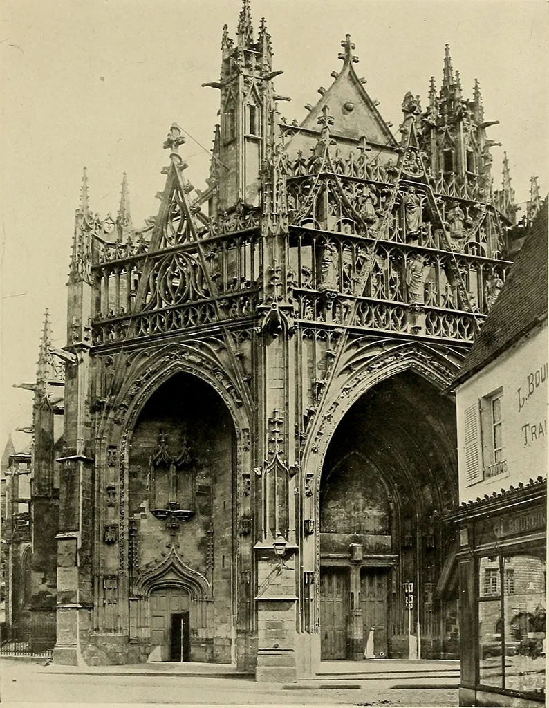 An illustration from Medieval architecture, its origins and development, with lists of monuments and bibliographies, 1909, leaf 606