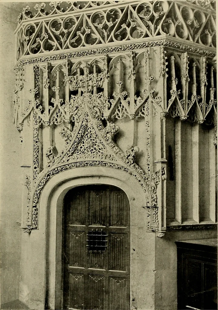 An illustration from Medieval architecture, its origins and development, with lists of monuments and bibliographies, 1909, leaf 624