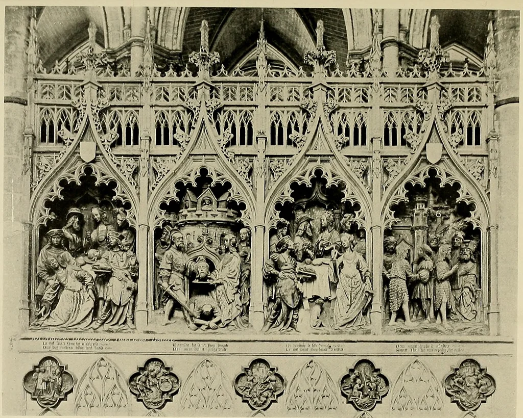 An illustration from Medieval architecture, its origins and development, with lists of monuments and bibliographies, 1909, leaf 632