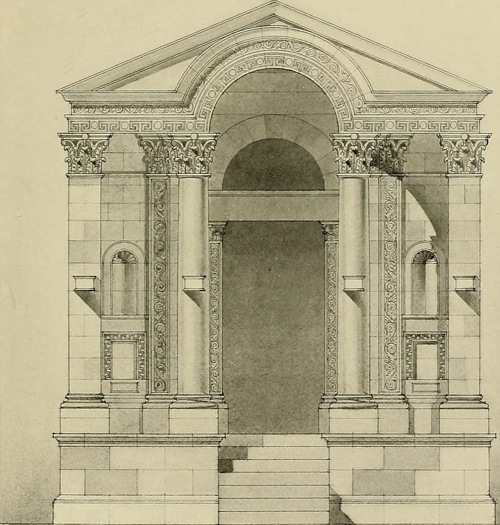 An illustration from Medieval architecture, its origins and development, with lists of monuments and bibliographies, 1909, leaf 124