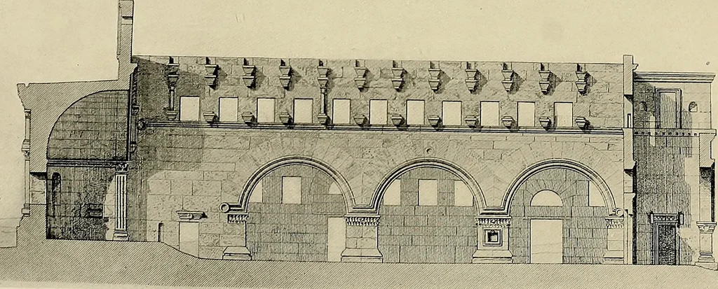 An illustration from Medieval architecture, its origins and development, with lists of monuments and bibliographies, 1909, leaf 196