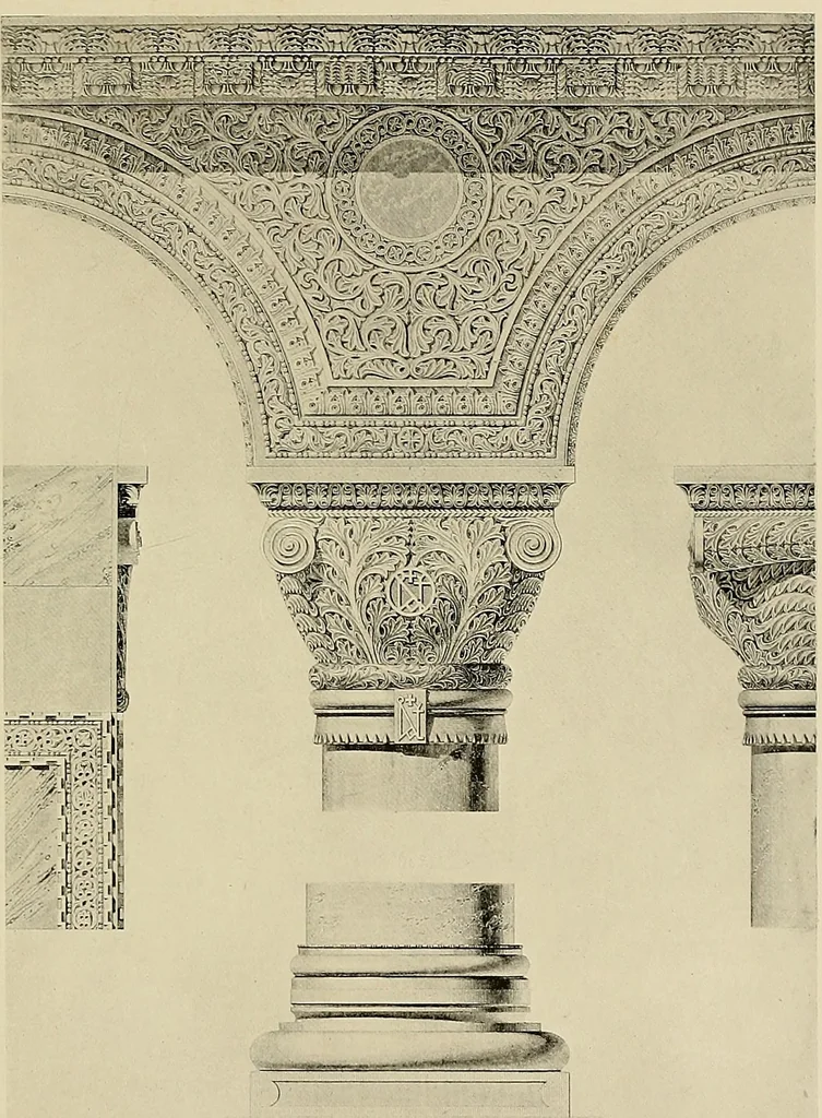 An illustration from Medieval architecture, its origins and development, with lists of monuments and bibliographies, 1909, leaf 218