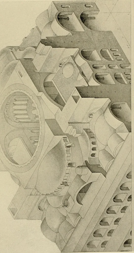 An illustration from Medieval architecture, its origins and development, with lists of monuments and bibliographies, 1909, leaf 242