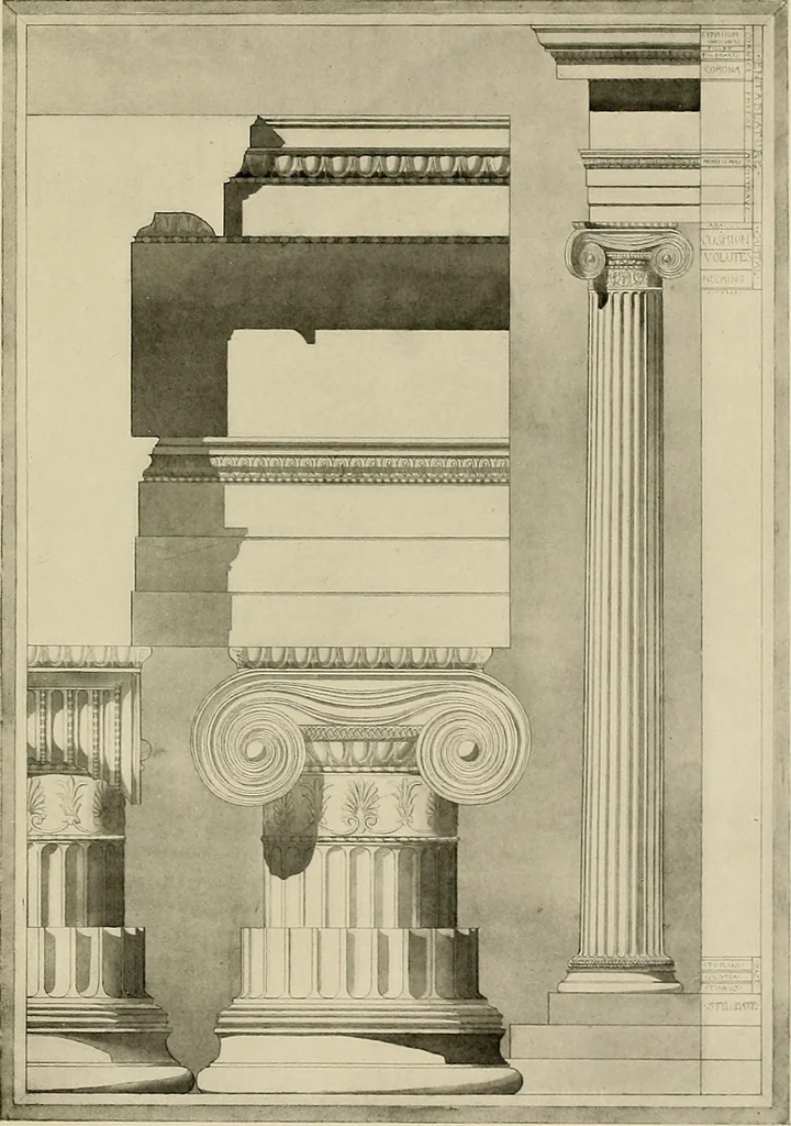 An illustration from Medieval architecture, its origins and development, with lists of monuments and bibliographies, 1909, leaf 28