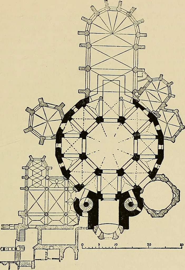 An illustration from Medieval architecture, its origins and development, with lists of monuments and bibliographies, 1909, leaf 282