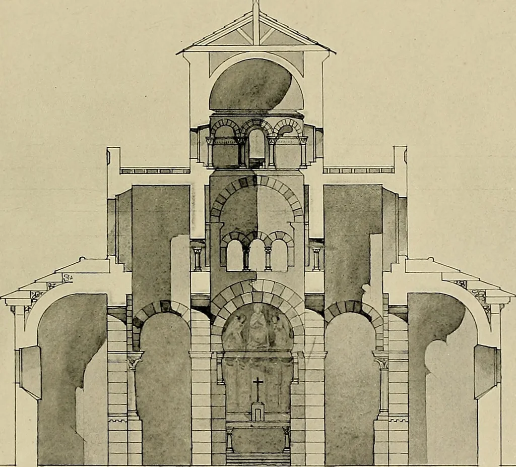 An illustration from Medieval architecture, its origins and development, with lists of monuments and bibliographies, 1909, leaf 302