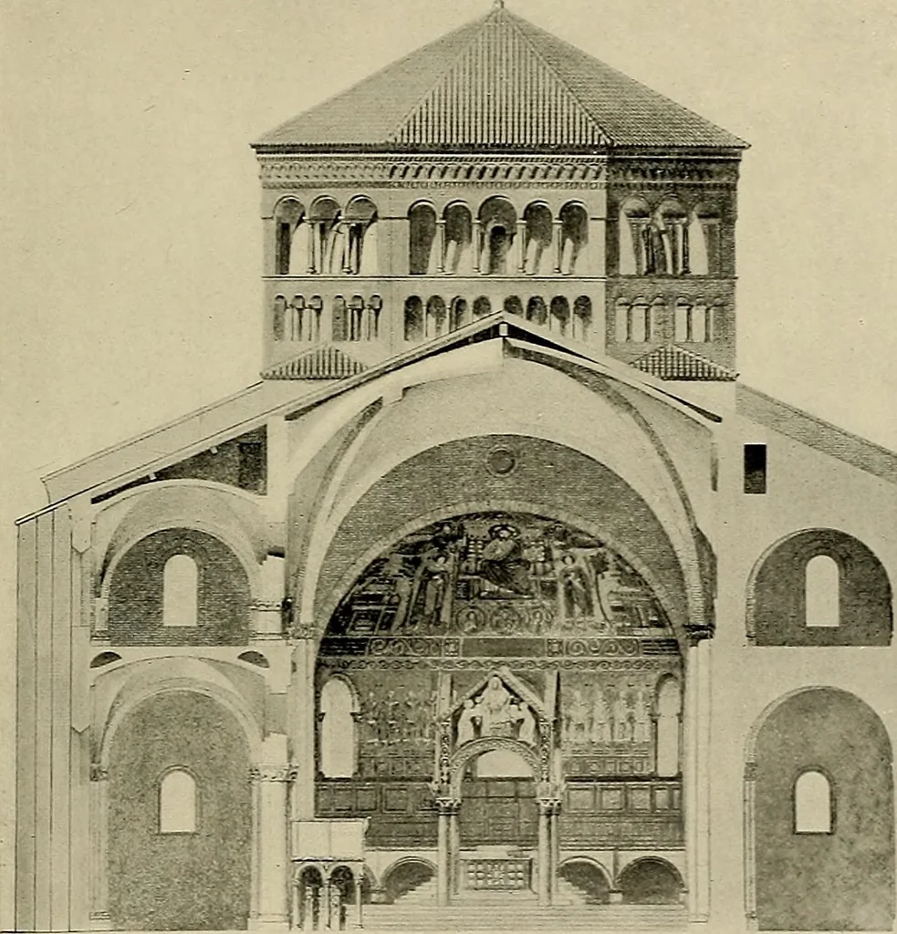 An illustration from Medieval architecture, its origins and development, with lists of monuments and bibliographies, 1909, leaf 382