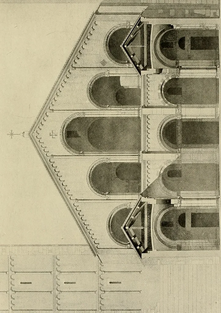 An illustration from Medieval architecture, its origins and development, with lists of monuments and bibliographies, 1909, leaf 386