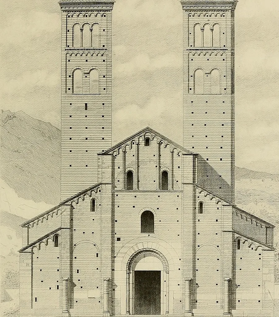 An illustration from Medieval architecture, its origins and development, with lists of monuments and bibliographies, 1909, leaf 396