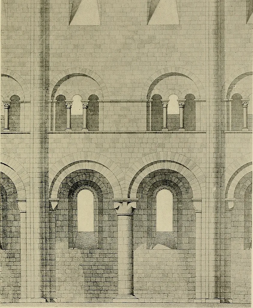 An illustration from Medieval architecture, its origins and development, with lists of monuments and bibliographies, 1909, leaf 450