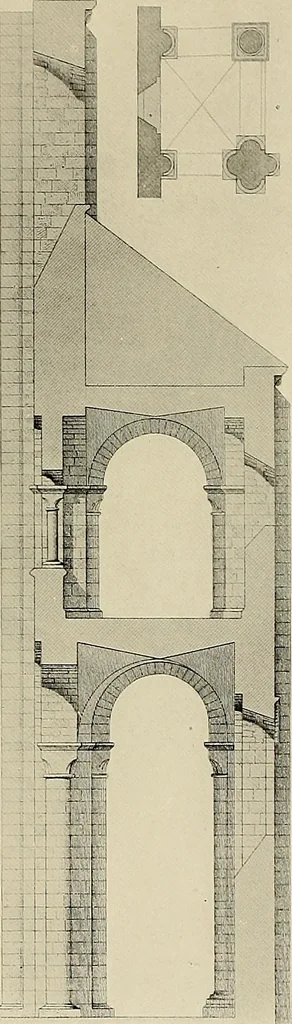 An illustration from Medieval architecture, its origins and development, with lists of monuments and bibliographies, 1909, leaf 452