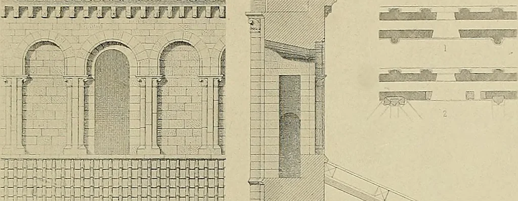 An illustration from Medieval architecture, its origins and development, with lists of monuments and bibliographies, 1909, leaf 460