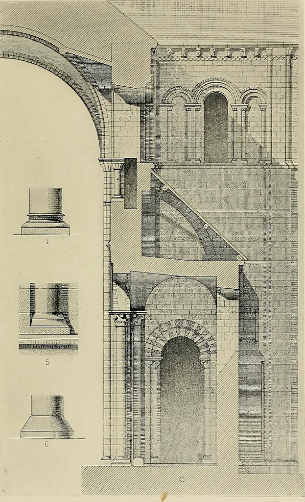 An illustration from Medieval architecture, its origins and development, with lists of monuments and bibliographies, 1909, leaf 476