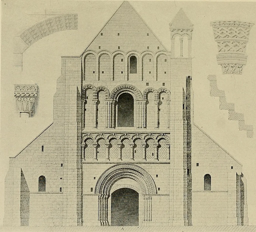 An illustration from Medieval architecture, its origins and development, with lists of monuments and bibliographies, 1909, leaf 502