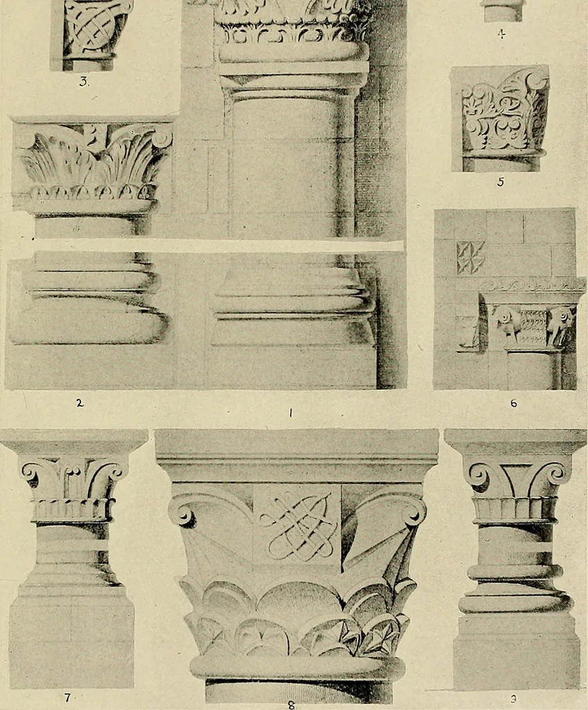 An illustration from Medieval architecture, its origins and development, with lists of monuments and bibliographies, 1909, leaf 520