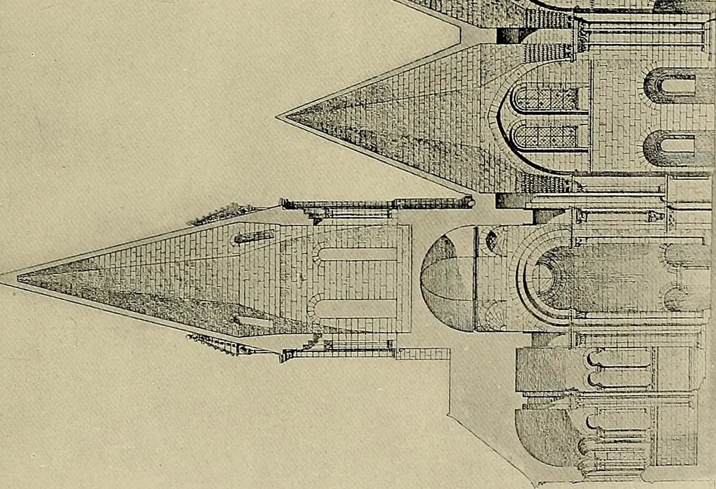 An illustration from Medieval architecture, its origins and development, with lists of monuments and bibliographies, 1909, leaf 540