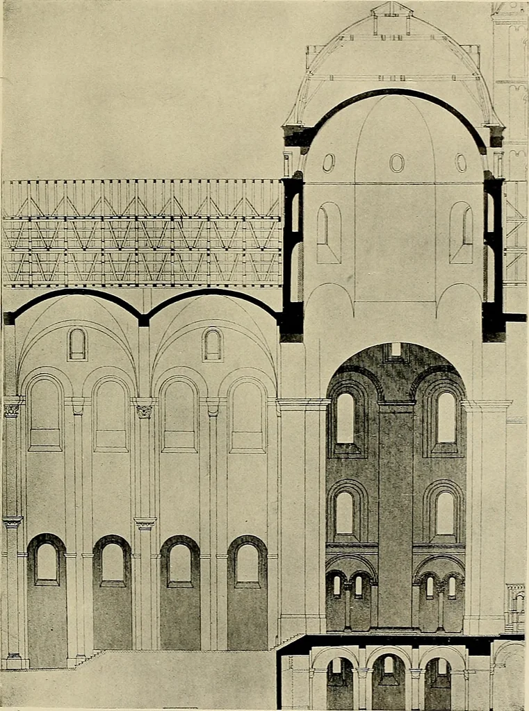 An illustration from Medieval architecture, its origins and development, with lists of monuments and bibliographies, 1909, leaf 542