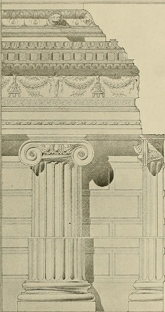 An illustration from Medieval architecture, its origins and development, with lists of monuments and bibliographies, 1909, leaf 68